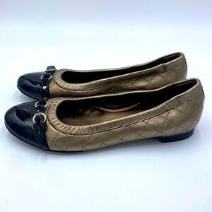 AGL NEW pewter black patent leather slip on ballerina shoes N558230 size 40